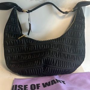 House of want black vegan leather bag with gold hardware